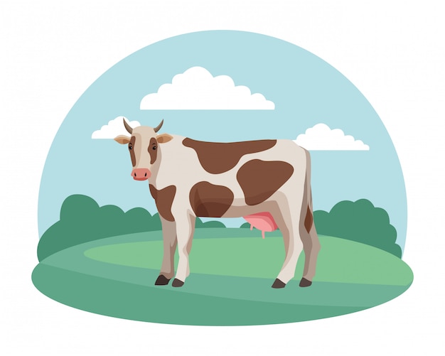 Dibujos animados de granja, animales y granjero