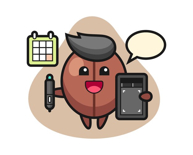 Dibujos animados de grano de café como diseñador gráfico