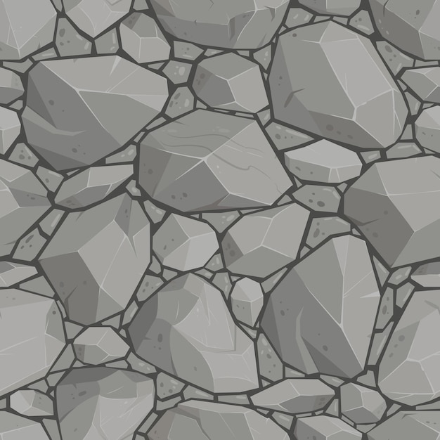 Dibujos animados gris roca piedras textura de patrones sin fisuras granito telón de fondo vector ilustración de fondo