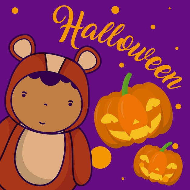 Dibujos animados de halloween y niños