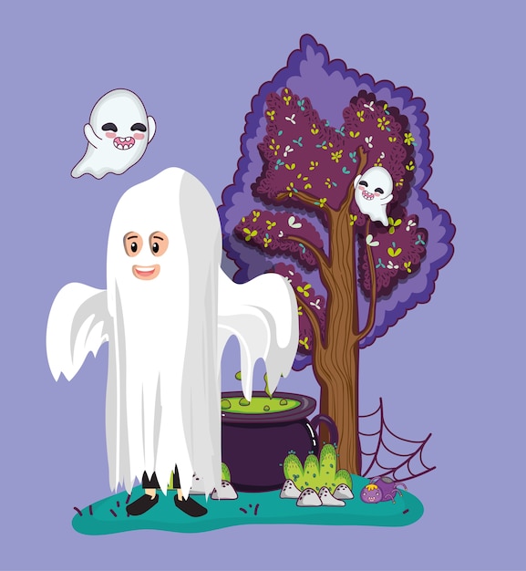 Vector dibujos animados de halloween para niños