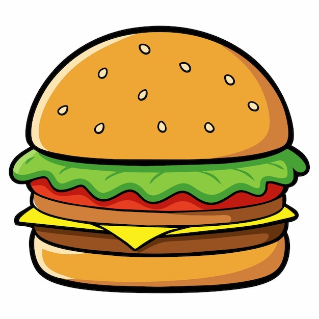 Dibujos animados de hamburguesa deliciosa aislada
