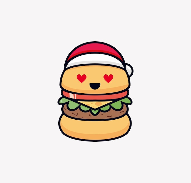 Dibujos animados de hamburguesas. ilustración vectorial de comida rápida especial para el día de navidad