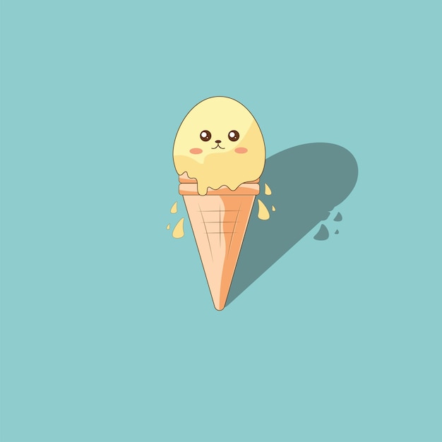 Vector dibujos animados de helado con emoción triste