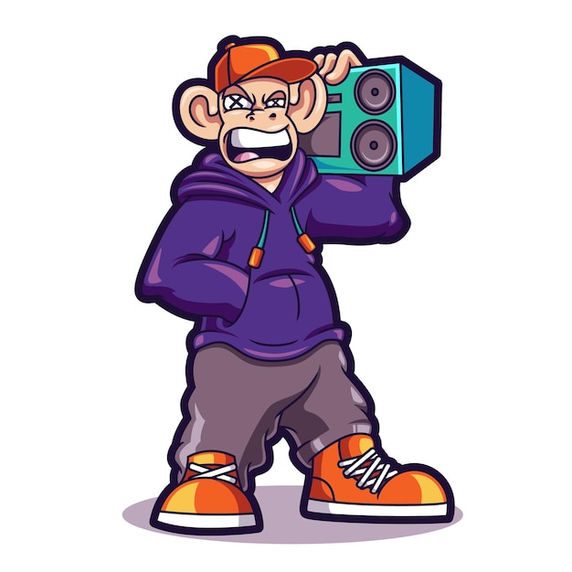 Dibujos animados de hip hop mono fresco