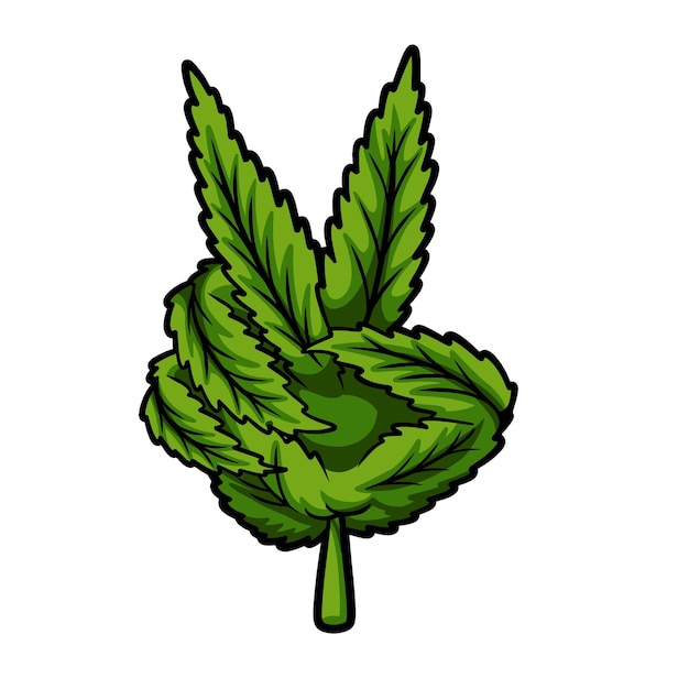 Vector dibujos animados de hoja de paz de marihuana