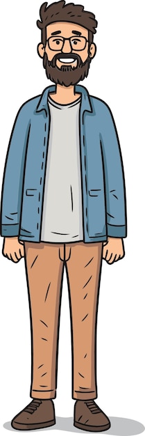dibujos animados de un hombre con una chaqueta azul con una camisa que dice hombre