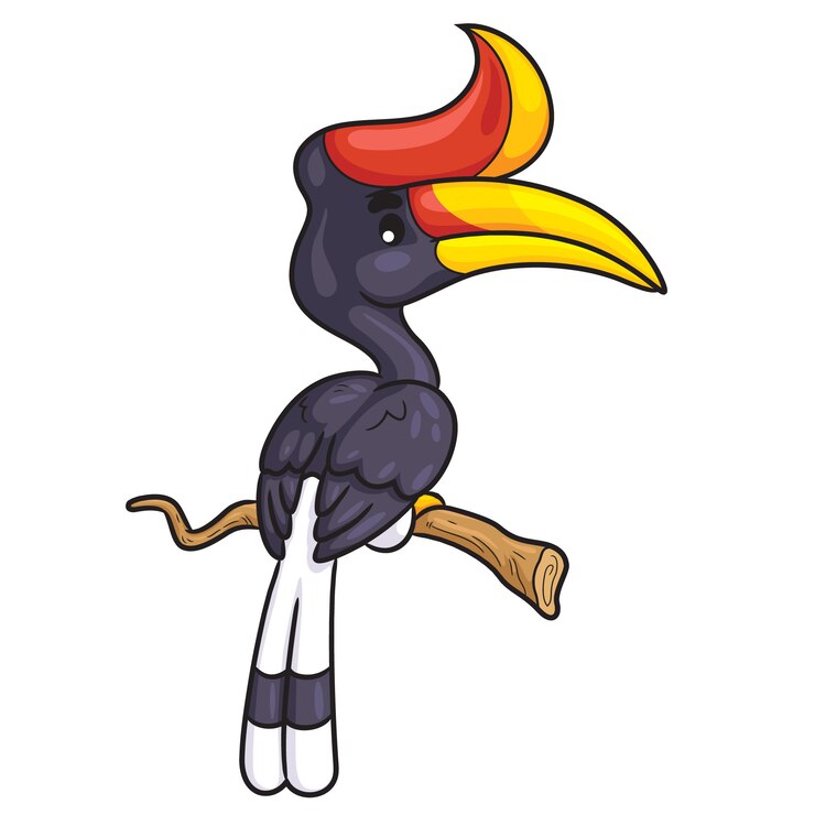 Vector dibujos animados de hornbill de rinoceronte