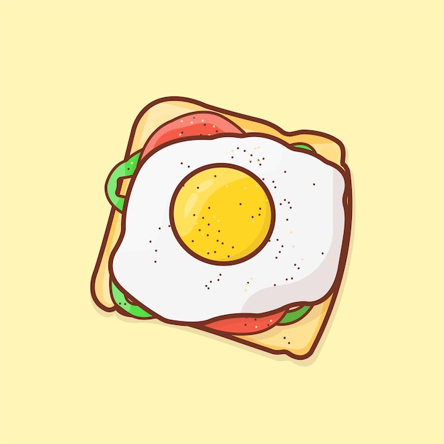 Vector dibujos animados de huevos revueltos con verduras y pimienta molida