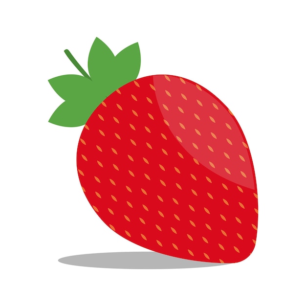 Dibujos animados de icono de frutas de fresa sobre fondo blanco. Ilustración de acciones vectoriales.