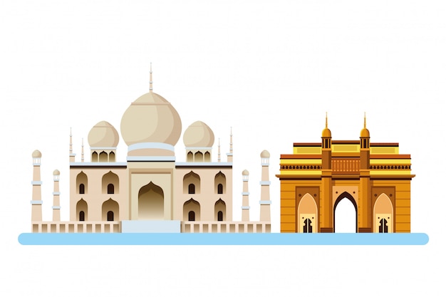 Dibujos animados icono de monumentos de construcción india