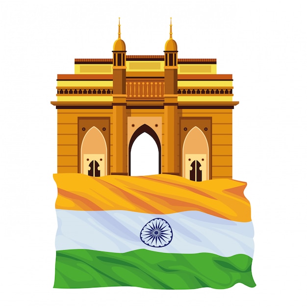 Dibujos animados icono de monumentos de construcción india