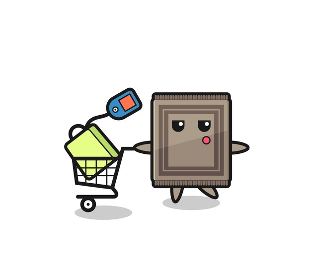 Dibujos animados de ilustración de alfombra con un carrito de compras