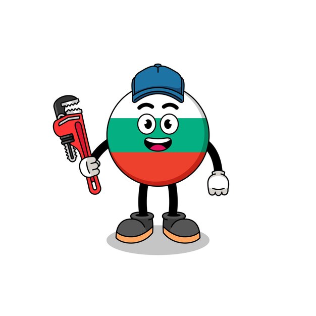 Dibujos animados de ilustración de bandera de bulgaria como fontanero