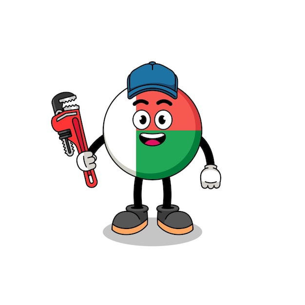 Dibujos animados de ilustración de bandera de Madagascar como fontanero
