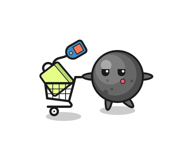 Dibujos animados de ilustración de bola de cañón con un carrito de compras