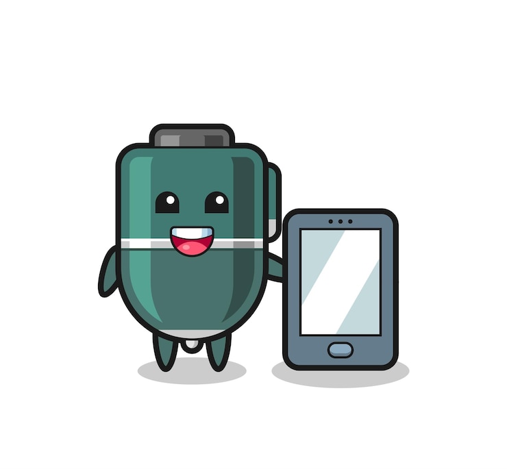 Vector dibujos animados de ilustración de bolígrafo con un diseño lindo de teléfono inteligente