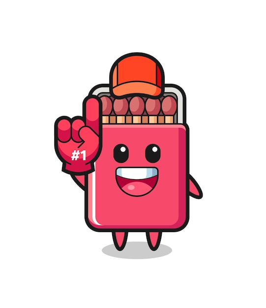 Dibujos animados de ilustración de caja de fósforos con guante de ventiladores número 1, diseño lindo