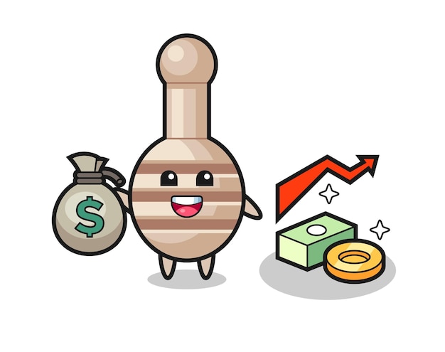 Dibujos animados de ilustración de cazo de miel con saco de dinero, diseño lindo