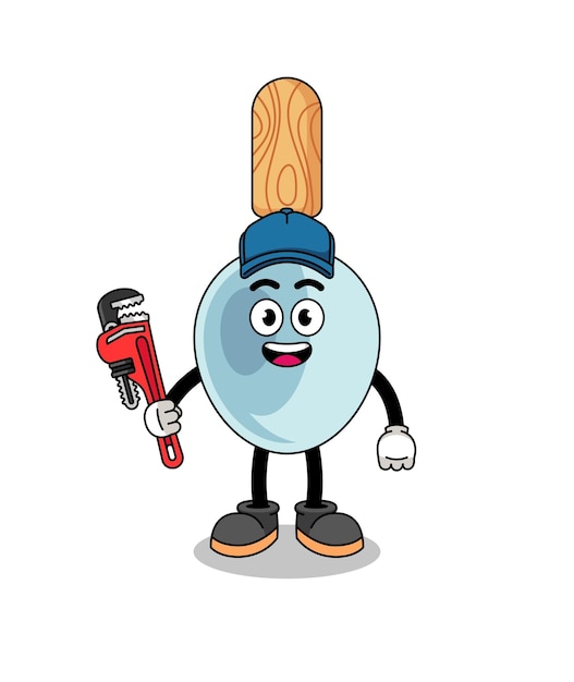 Dibujos animados de ilustración de cuchara de cocina como fontanero