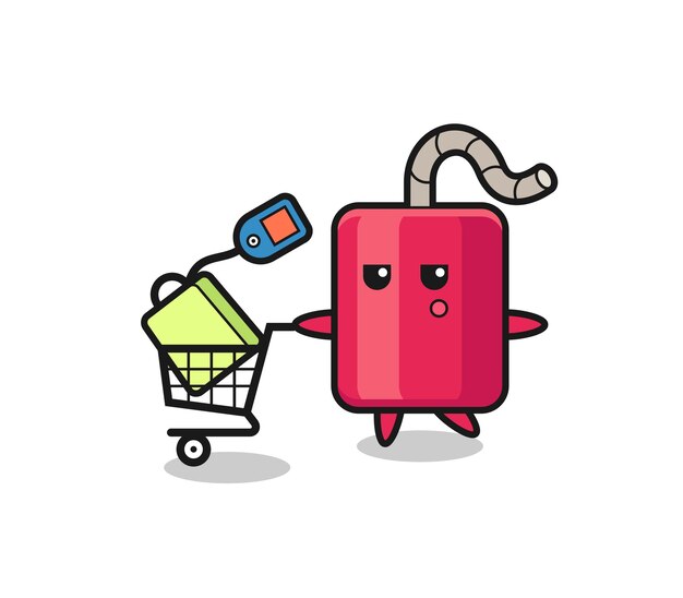 Dibujos animados de ilustración de dinamita con un carrito de compras