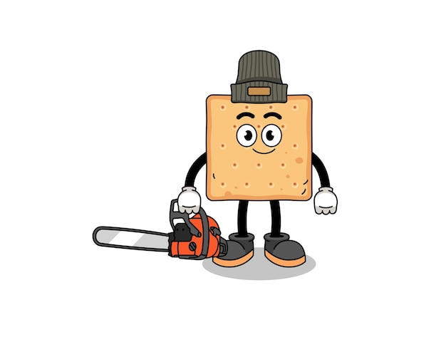 Dibujos animados de ilustración de galleta cuadrada como leñador