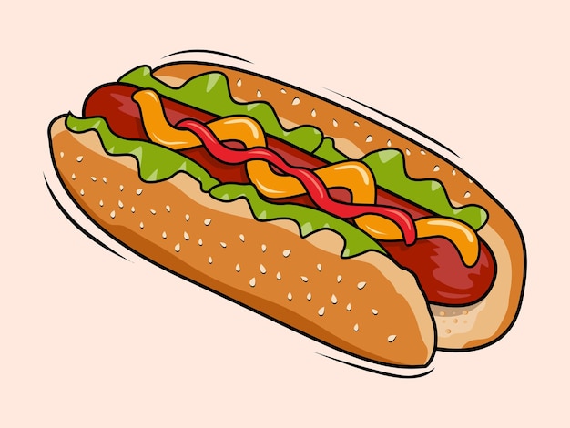 Dibujos animados de ilustración de hotdog | Vector Premium