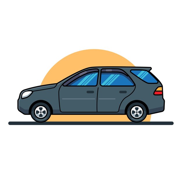 dibujos animados de ilustración de icono de vector de coche familiar