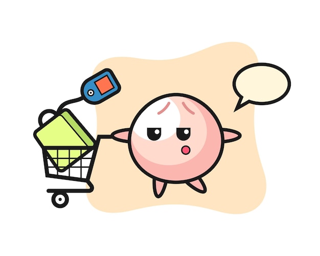 Vector dibujos animados de ilustración de pan de carne con un carrito de compras