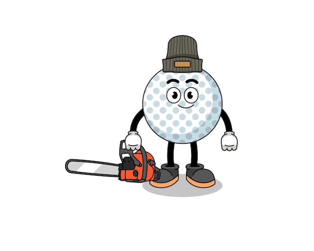 Dibujos animados de ilustración de pelota de golf como leñador