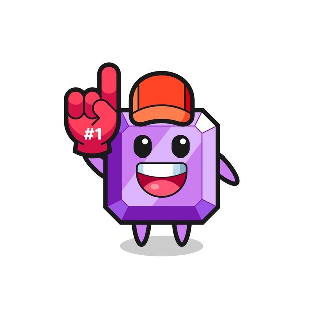 Dibujos animados de ilustración de piedra preciosa púrpura con guante de ventiladores número 1