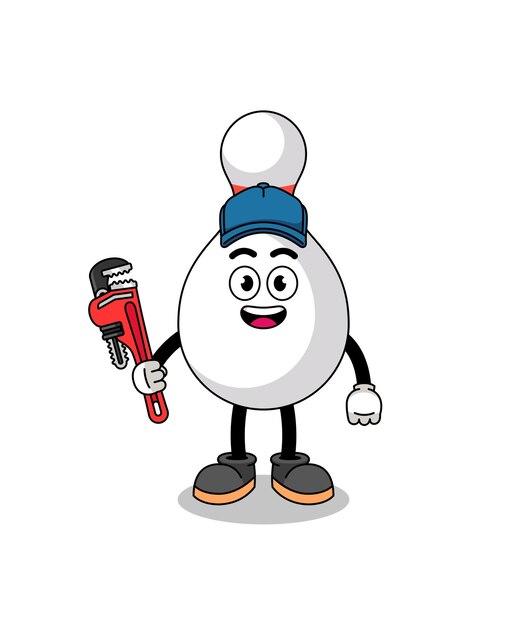 Dibujos animados de ilustración de pin de bolos como fontanero