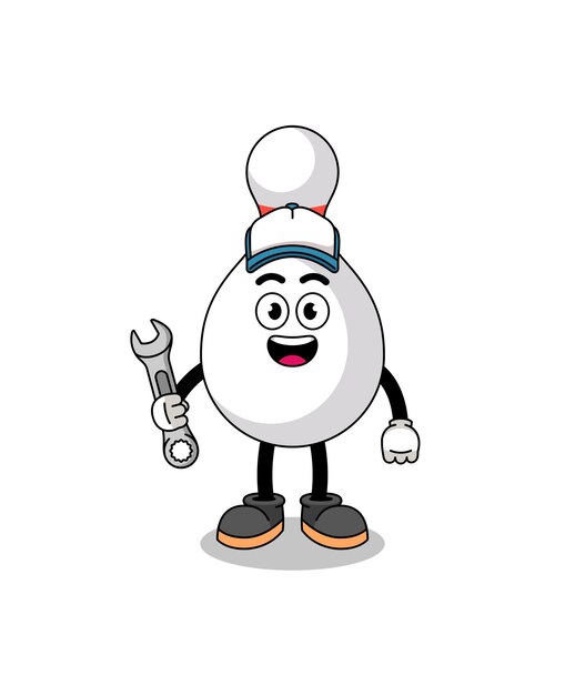 Dibujos animados de ilustración de pin de bolos como mecánico
