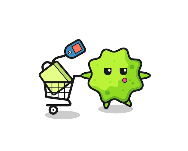 Dibujos animados de ilustración de splat con un carrito de compras