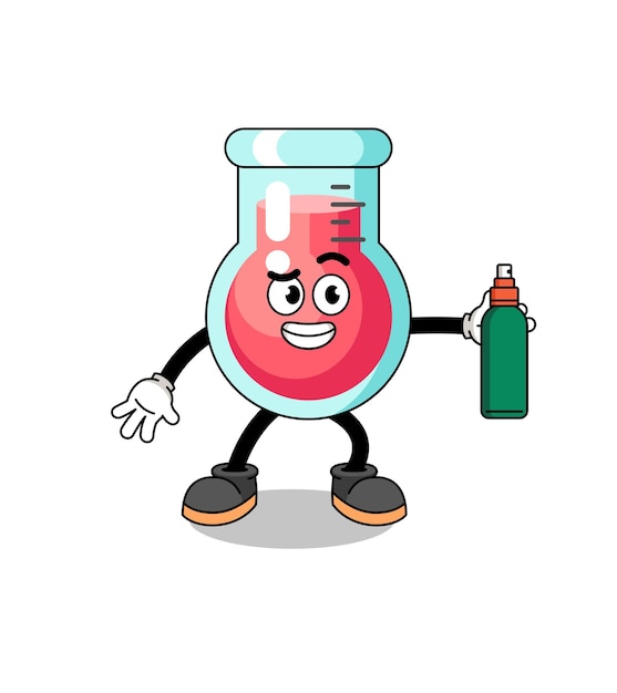 Dibujos animados de ilustración de vaso de laboratorio con repelente de mosquitos