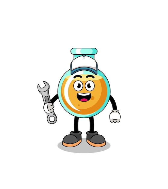 Dibujos animados de ilustración de vasos de laboratorio como mecánico
