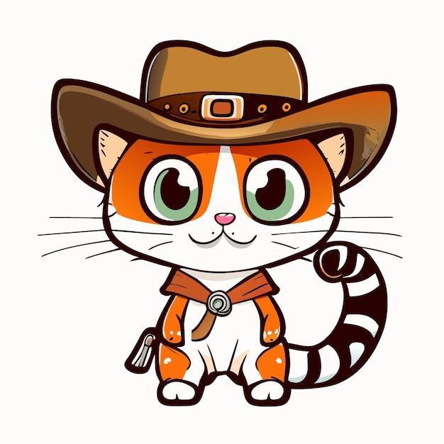 dibujos animados de ilustración de vector de gato vaquero