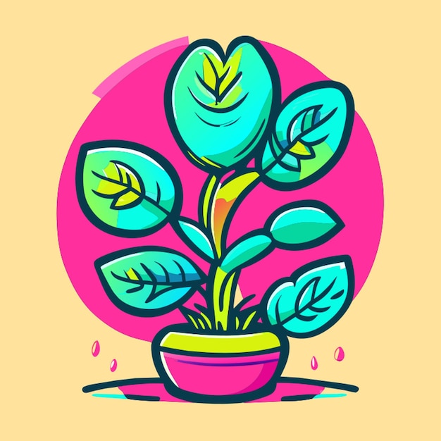 Vector dibujos animados con ilustraciones vectoriales de plantas