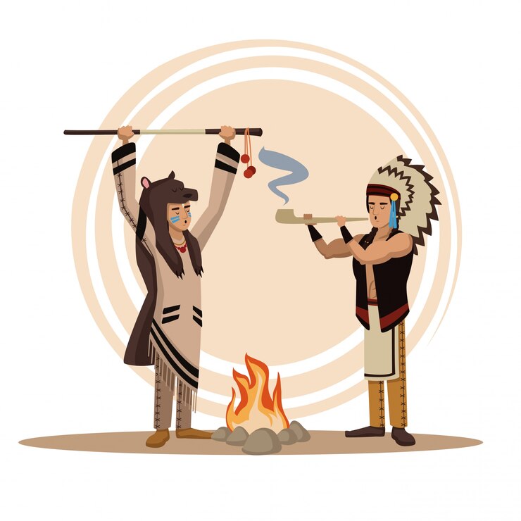 Vector dibujos animados de indios americanos