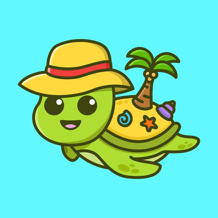 Vector dibujos animados de isla tortuga marina tropical