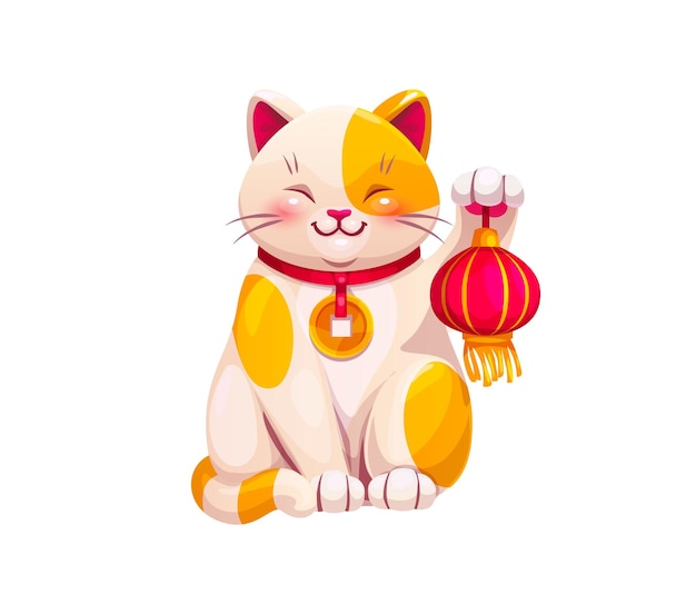 Dibujos animados japoneses Maneki Neko gato con linterna
