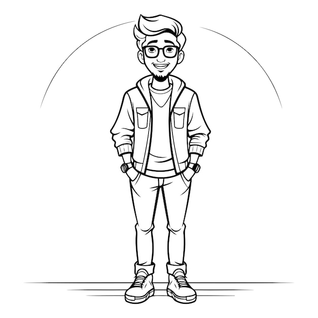 Vector dibujos animados de jóvenes hipsters con ropa casual diseño gráfico de ilustración vectorial