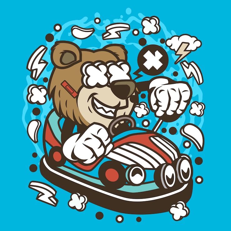 Vector dibujos animados de juguete de coche oso