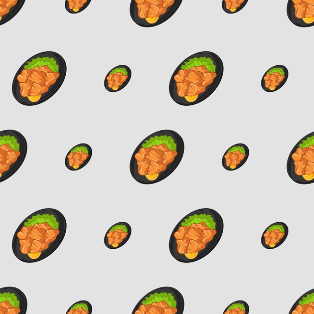 Dibujos animados karaage comida japonesa de patrones sin fisuras en colores de fondo
