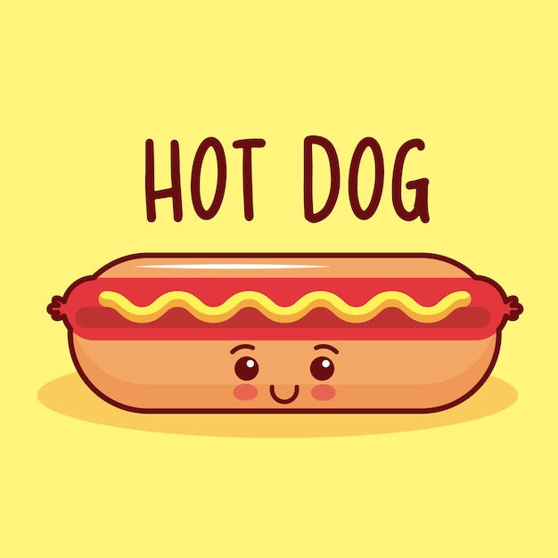 Vector dibujos animados kawaii de perrito caliente