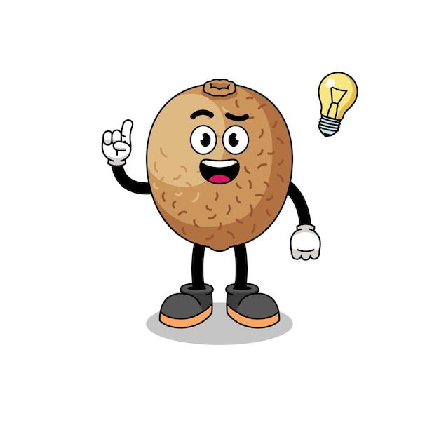 Dibujos animados de kiwi con una pose de idea
