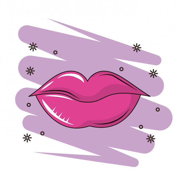 Vector dibujos animados de labios de mujer