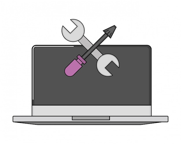 Dibujos animados de laptop de tecnología
