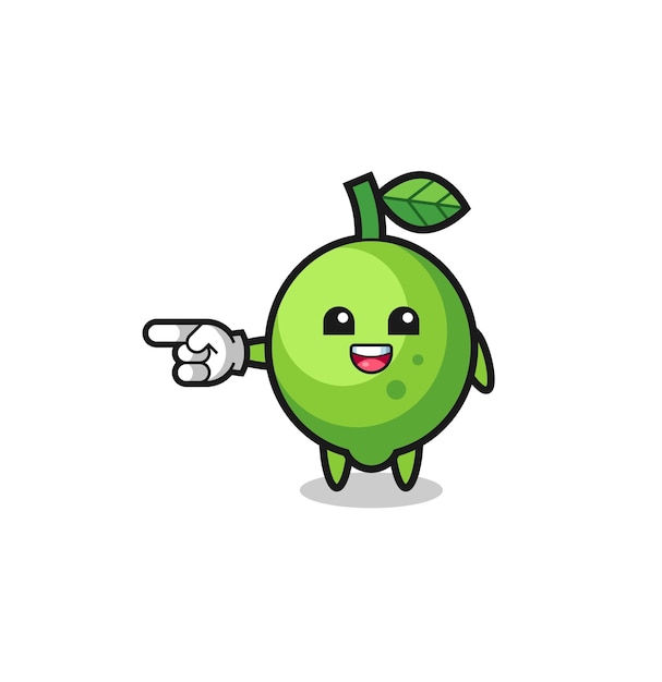 Dibujos animados de lima con diseño lindo de gesto hacia la izquierda