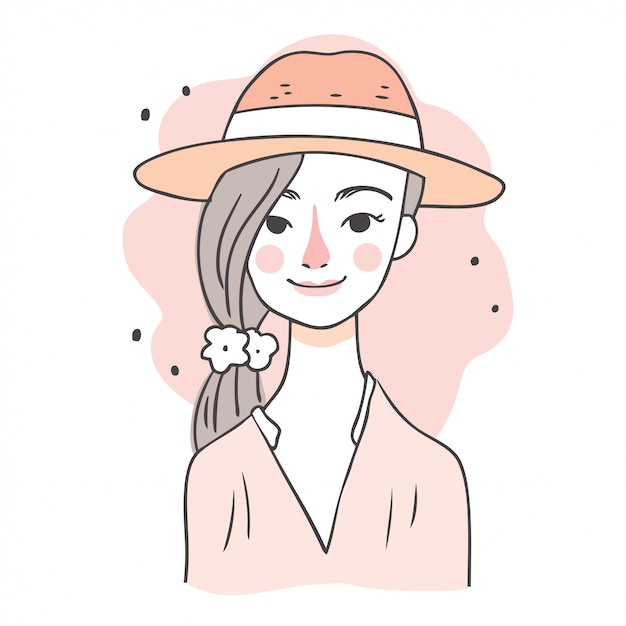 Dibujos animados linda mujer dulce.